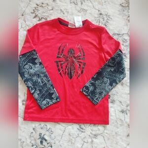 Boys Marvel Red and Black Long Sleeve Spider Tee